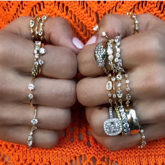 Melinda Maria -Briane Stacking Ring Gold/Blue Opal - Picture 4 of 4